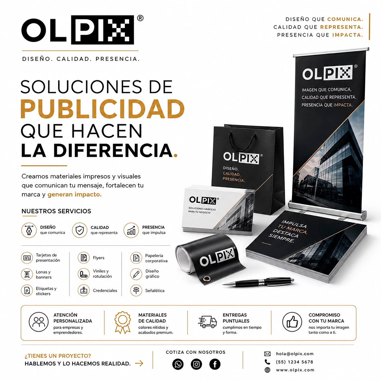 Diseño gráfico e imagen corporativa OLPIX para empresas en CDMX
